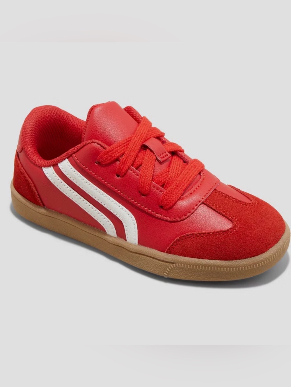 Cat & Jack boys red & white Boston Court lace up sneakers size 4